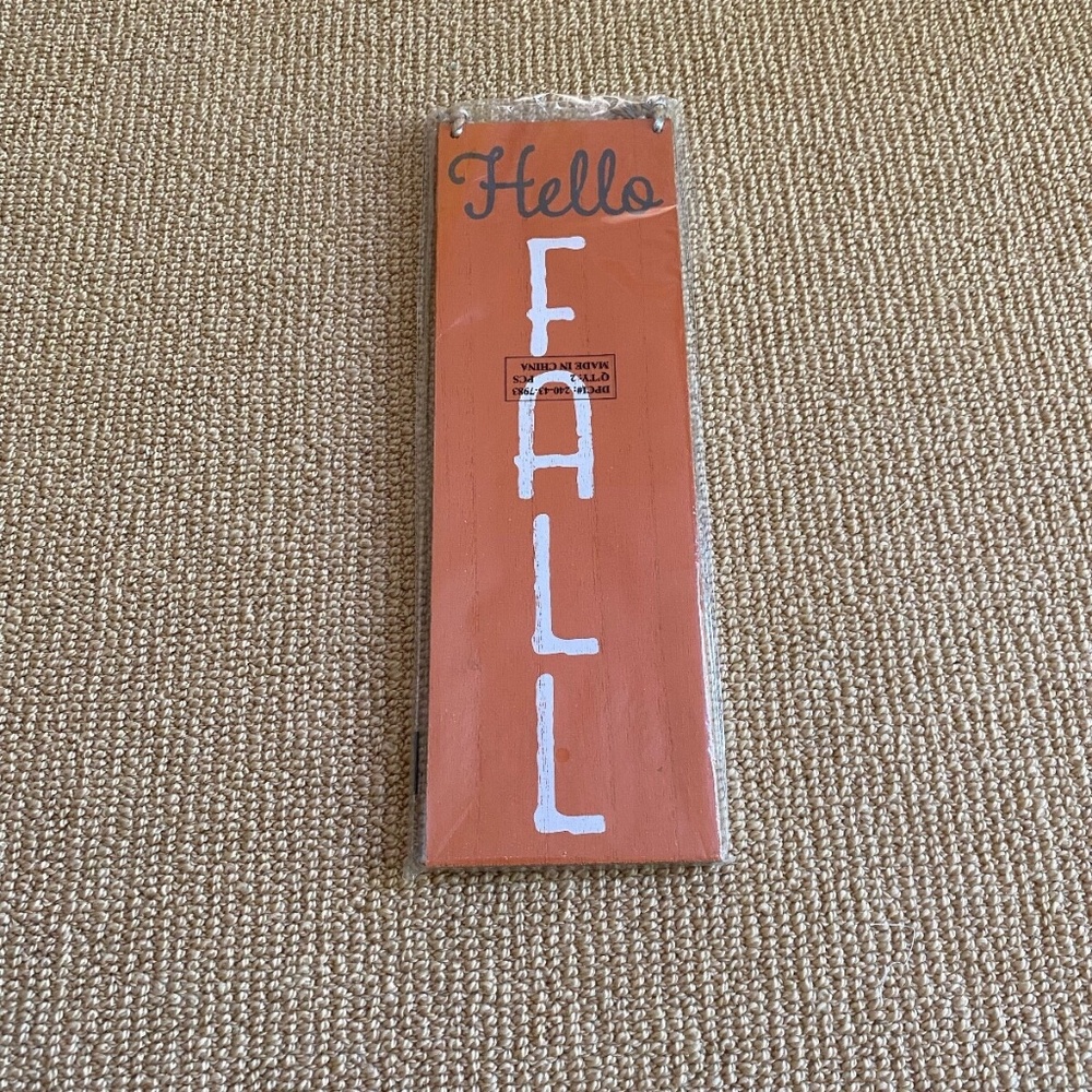 Spritz Hello Fall Wall Sign Set of 2, Brand New